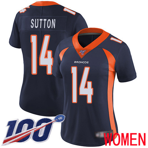 Women Denver Broncos #14 Courtland Sutton Navy Blue Alternate Vapor Untouchable Limited Player 100th Season Football NFL Jersey->women nfl jersey->Women Jersey